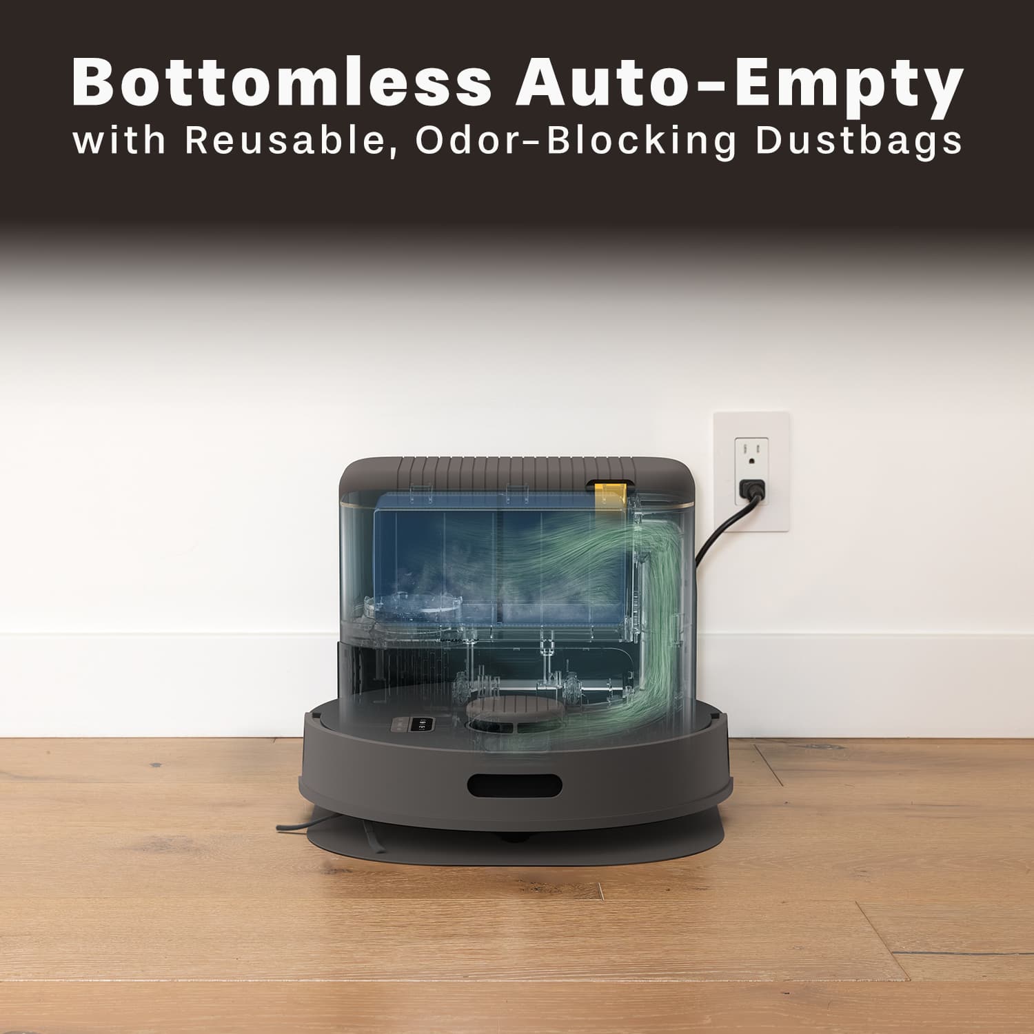 Bottomless Auto-Empty with Reusable, Odor-Blocking Dustbags