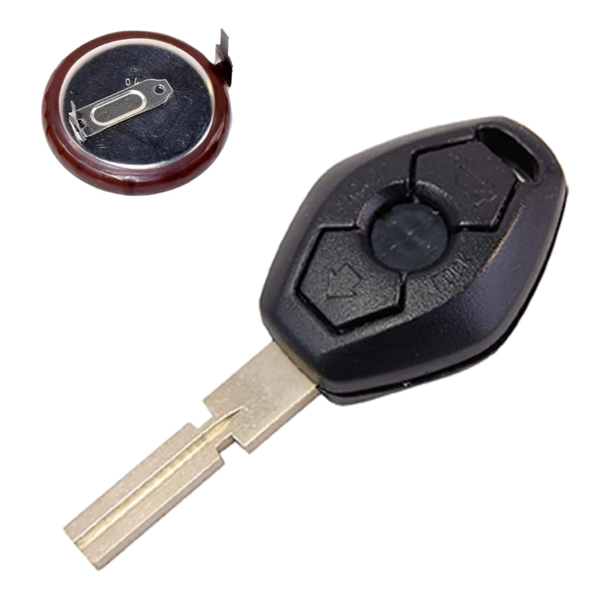 HQRP - Replacement Key Fob Shell with Uncut Blade and 3 V Battery - BMW 325i 330i 2001-2005 - Black