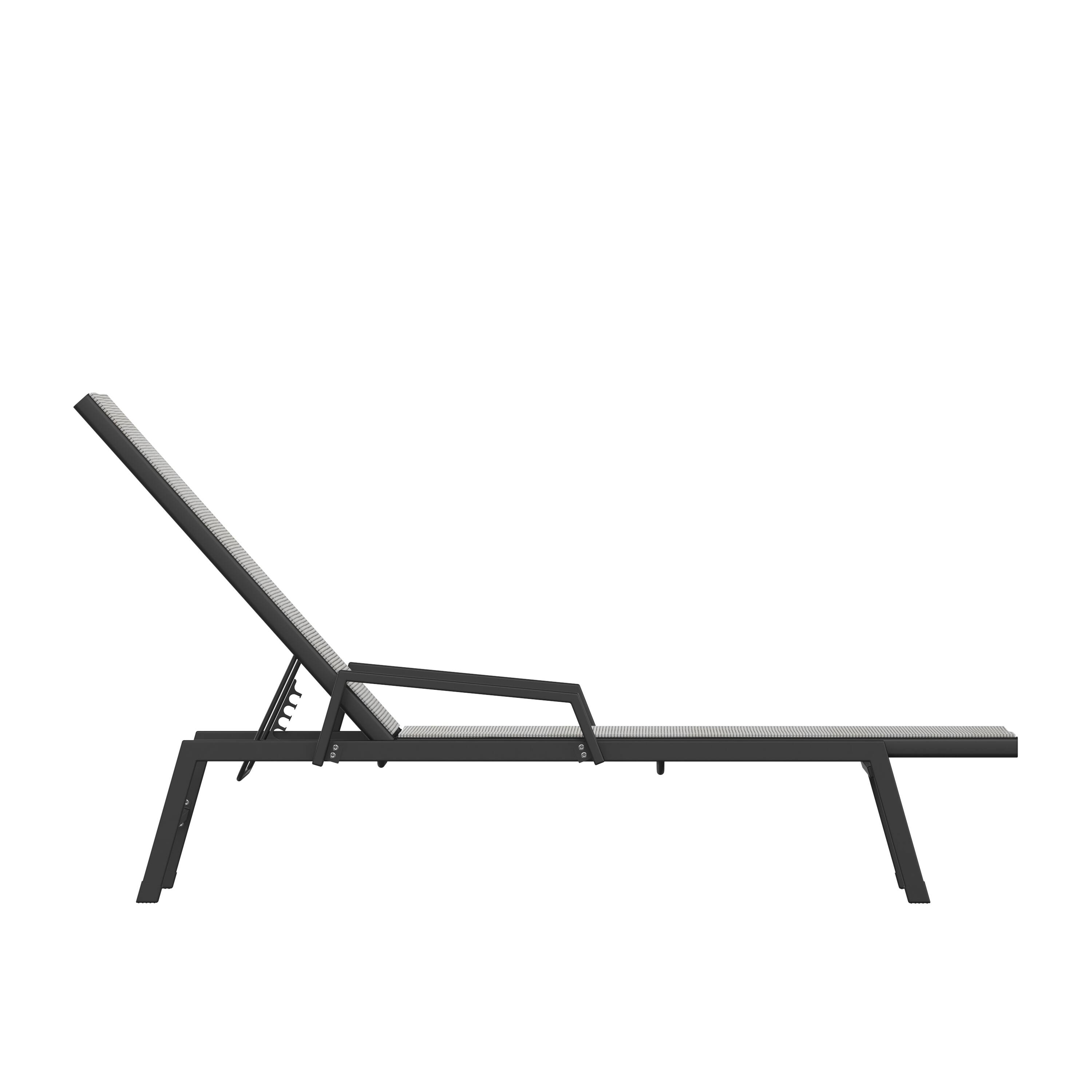 Alt View 8. Emma + Oliver - Braelin Textilene Adjustable 5 Position Patio Chaise Lounge with Armrests and Metal Frame - Gray.