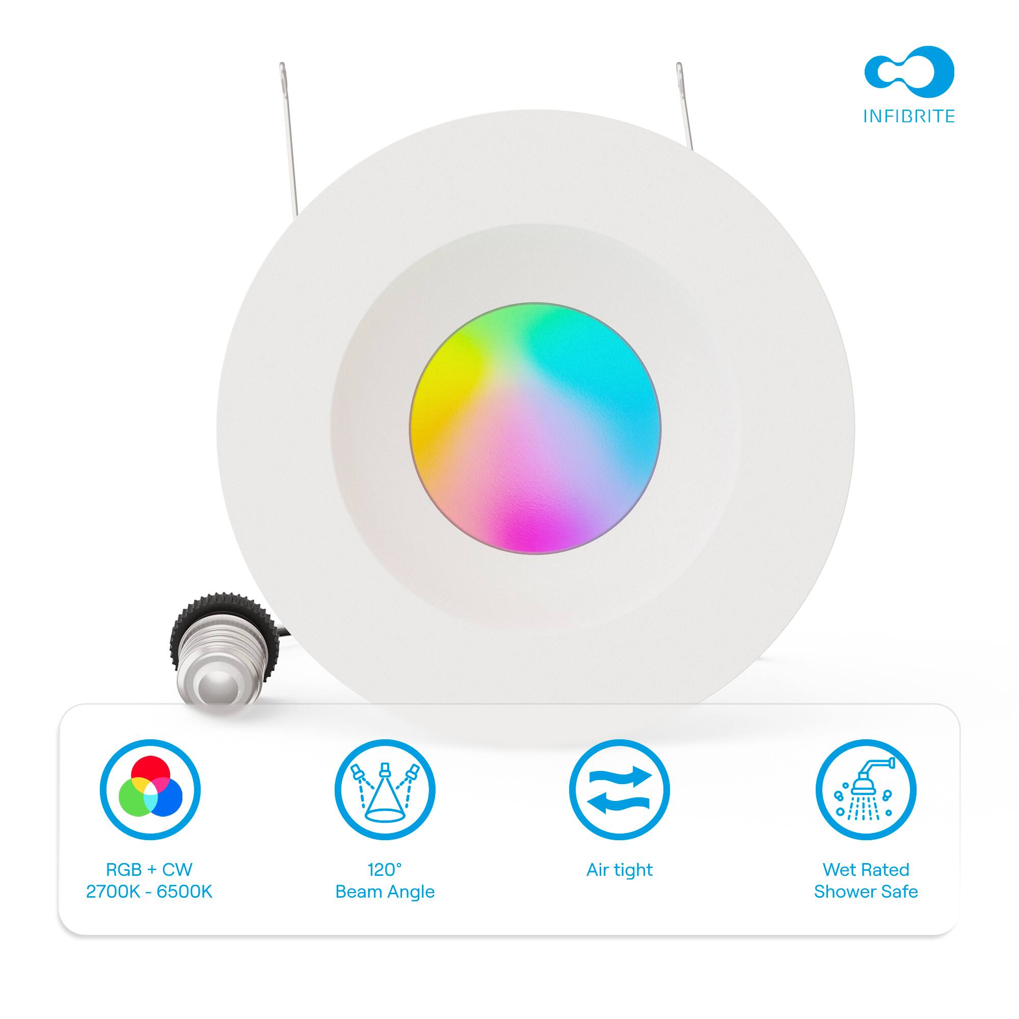 INFIBRITE RGB + CW  
2700K - 6500K  
120° Beam Angle  
Air tight  
Wet Rated Shower Safe