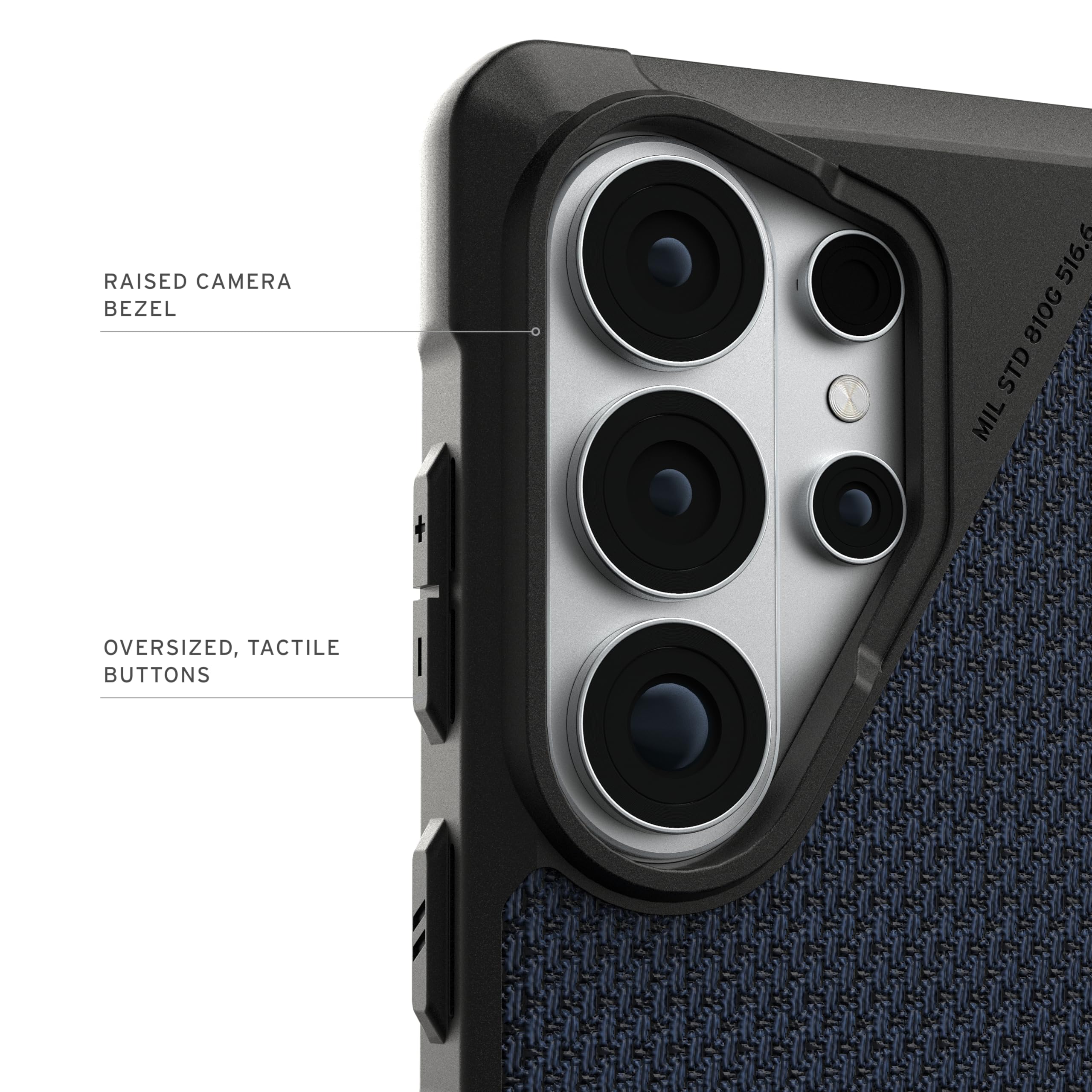 RAISED CAMERA BEZEL  
516.6 810G STD MIL  
OVERSIZED, TACTILE BUTTONS