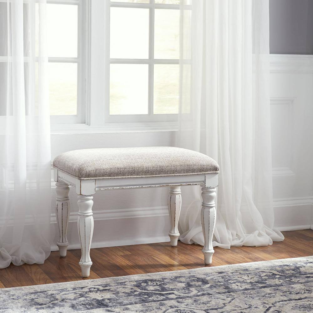 Back. Liberty Furniture Industries - Magnolia Manor Accent Bench in Antique White - White.