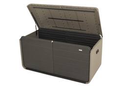 HOMLUX - Plastic Deck Box Large Patio Storage Box with Lock Wheels Waterproof Lid Cushions Garden and Pool Supplies - Gray