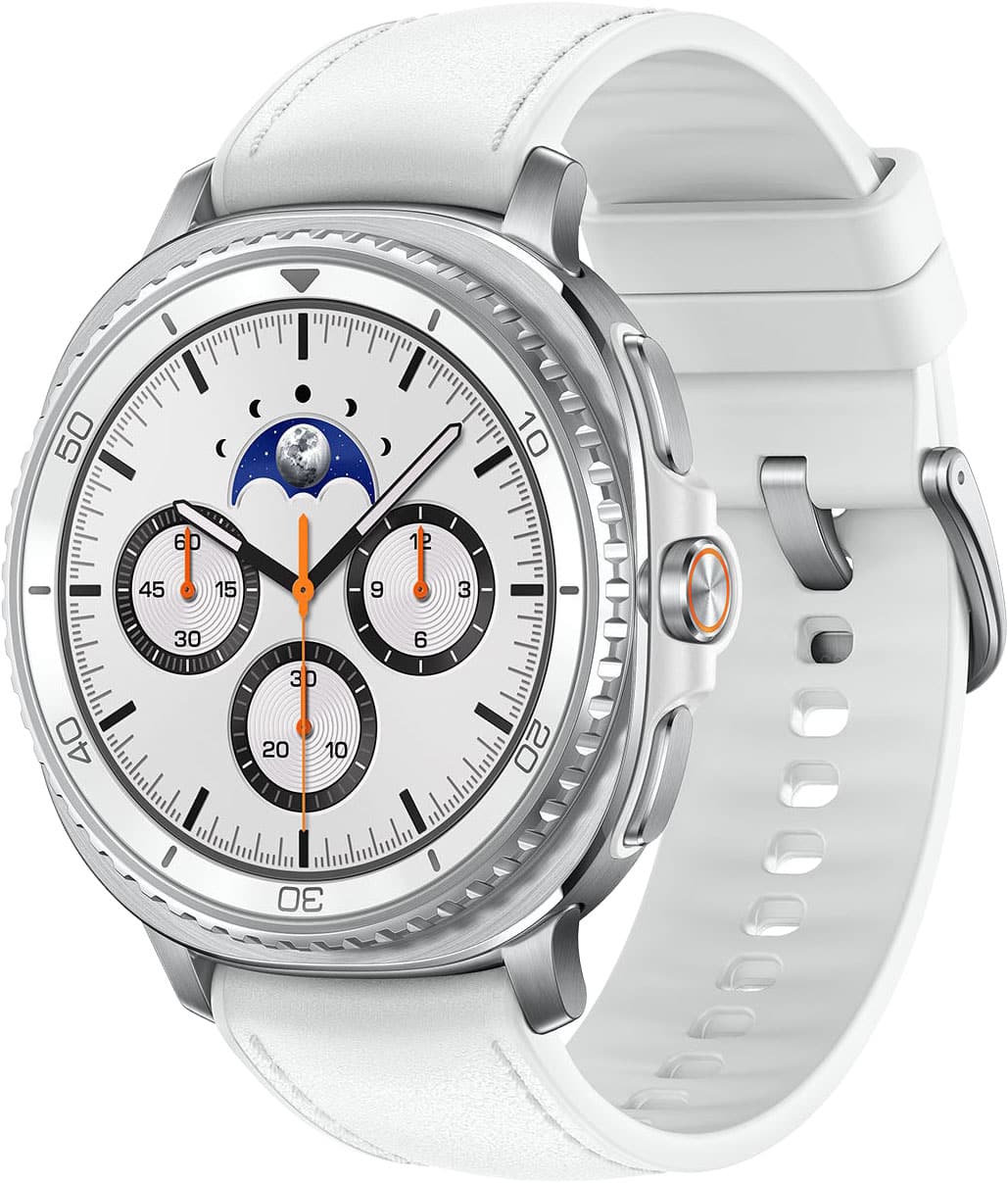 Front. Samsung - Galaxy Watch8 Classic Stainless Steel Smartwatch 46mm BT - White.