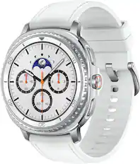 Front. Samsung - Galaxy Watch8 Classic Stainless Steel Smartwatch 46mm BT - White.