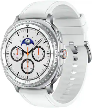 Front. Samsung - Galaxy Watch8 Classic Stainless Steel Smartwatch 46mm LTE - White.