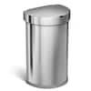 Front. simplehuman - 45L semi-round sensor can, brushed stainless steel - Brushed.