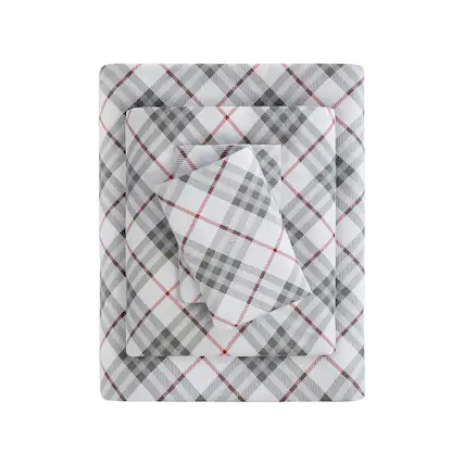 Front. Gracie Mills - Gracie Mills Persephone Cotton Flannel Sheet Set - Red Plaid.