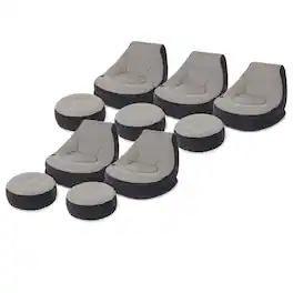 Intex - Inflatable Ultra Lounge Chair With Cup Holder & Ottoman Set, (5 Pack) - Gray