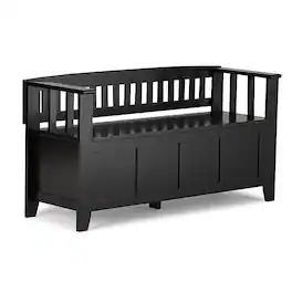 Simpli Home - Acadian SOLID WOOD 48 inch Wide Transitional Entryway Storage Bench - Black