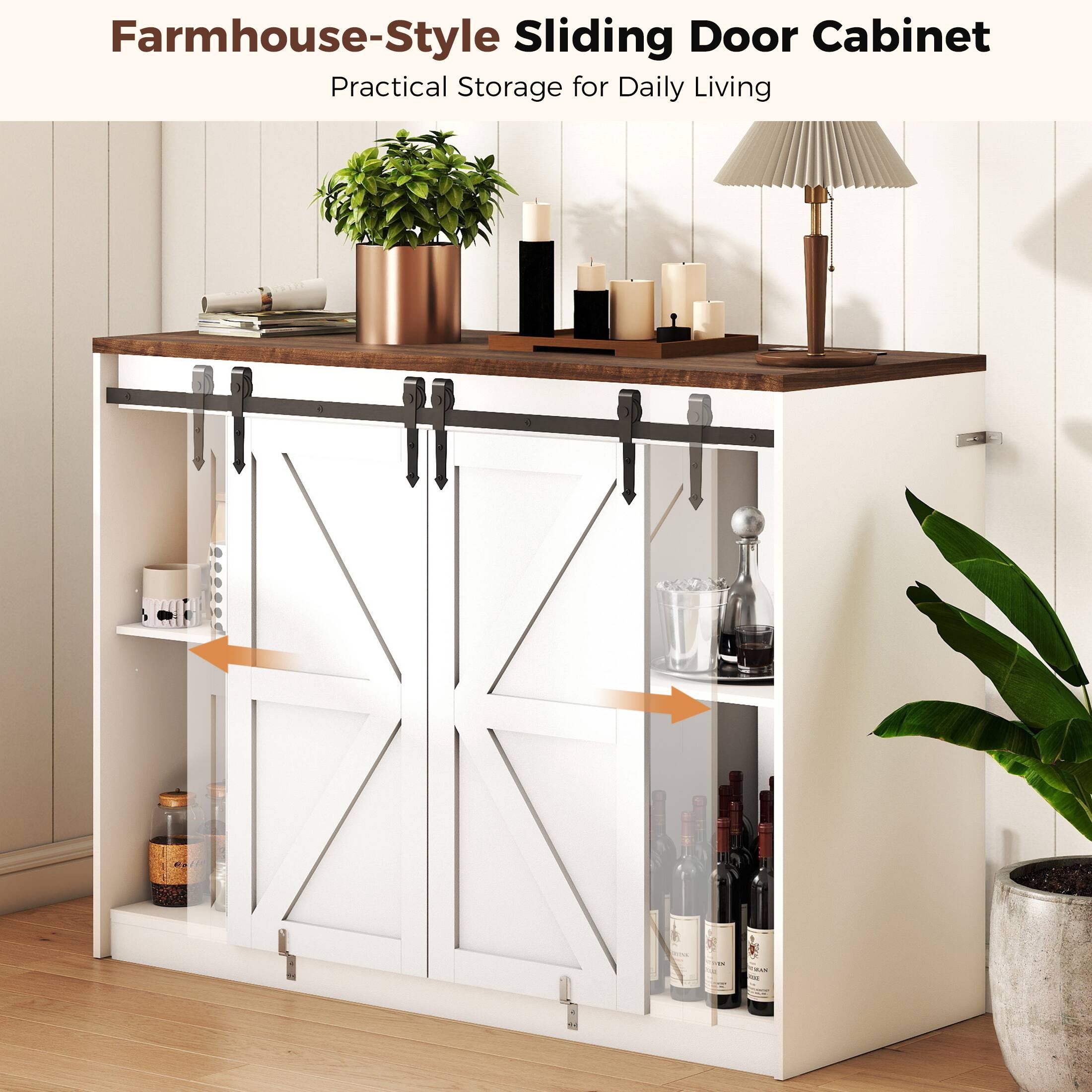 Farmhouse-Style Sliding Door Cabinet  
Practical Storage for Daily Living