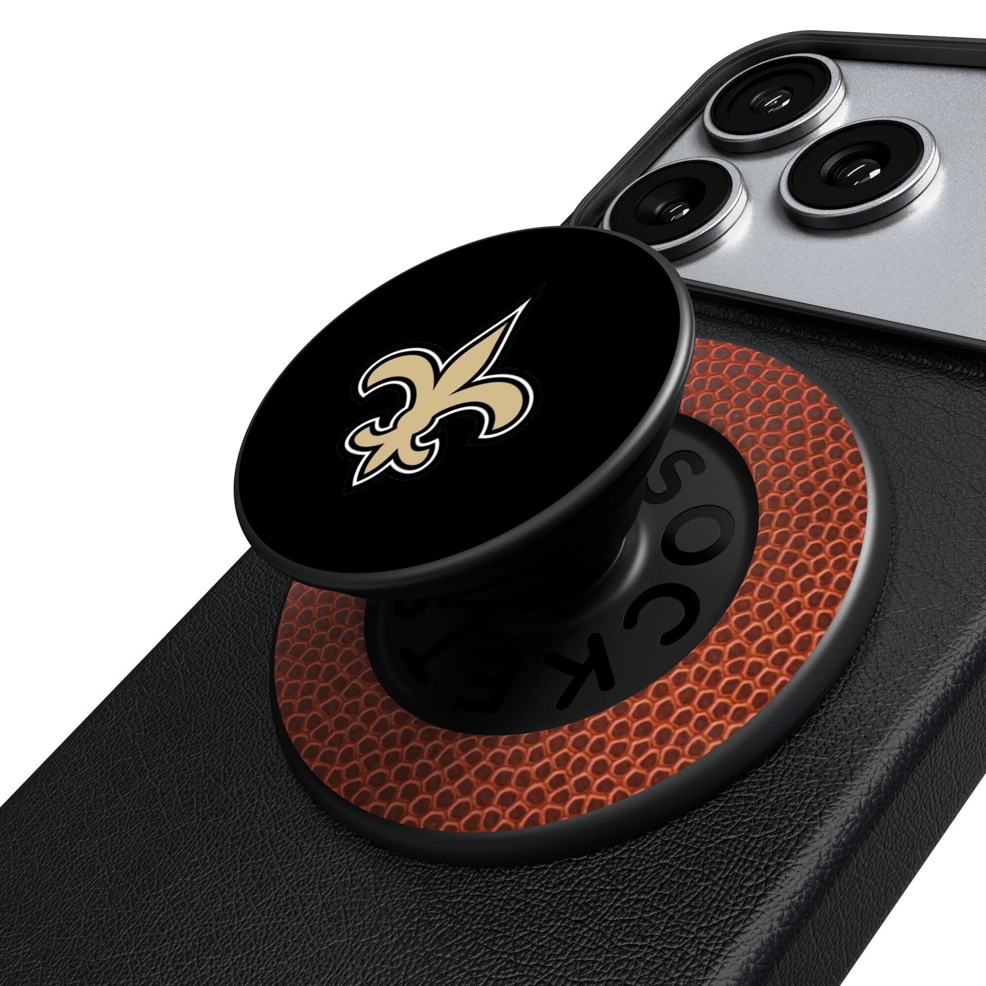 Front. Keyscaper - New Orleans Saints Endzone Solid PopSockets Magnetic Phone Grip & Stand - No Size - Black.