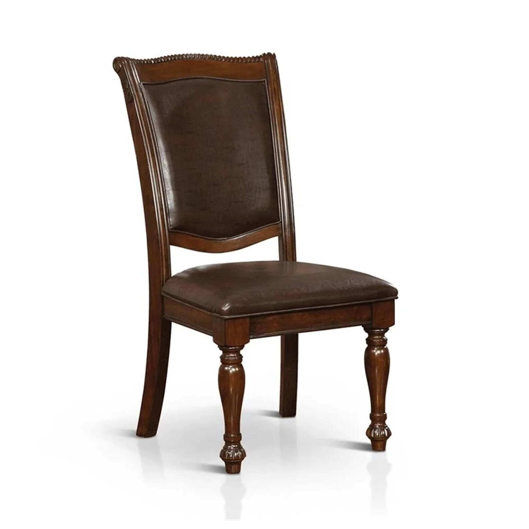 Alt View 2. Manhattan Lane - Ena 9pc Dining Table and Chair Set, Brown Faux Leather, Solid Wood - Cherry Brown.