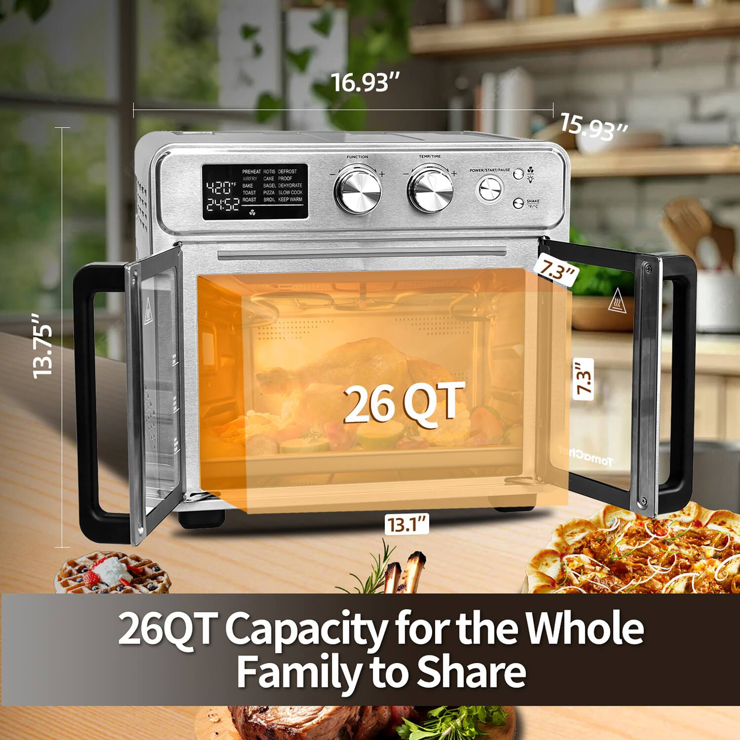 26QT Capacity for the Whole Family to Share

PREmN ats CR MEY MNE - OO SAAE SA no_trce 20" Tas hids aOm CM - HEP - A 24:52 16.93" - n ti PO + 15,93" I 13.75" 26 QT 7.3" 7.3" TomaCh 13.1" 26QT Capacity for the Whole Family to Share