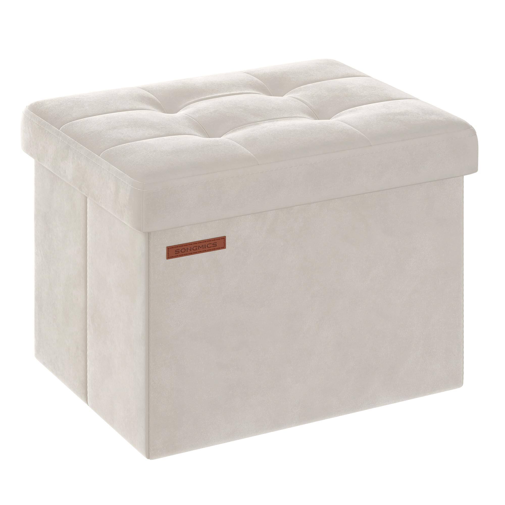 Front. Songmics Home - Foldable Storage Ottoman Foot Rest – Supports up to 286 lb in Pink - Pink.