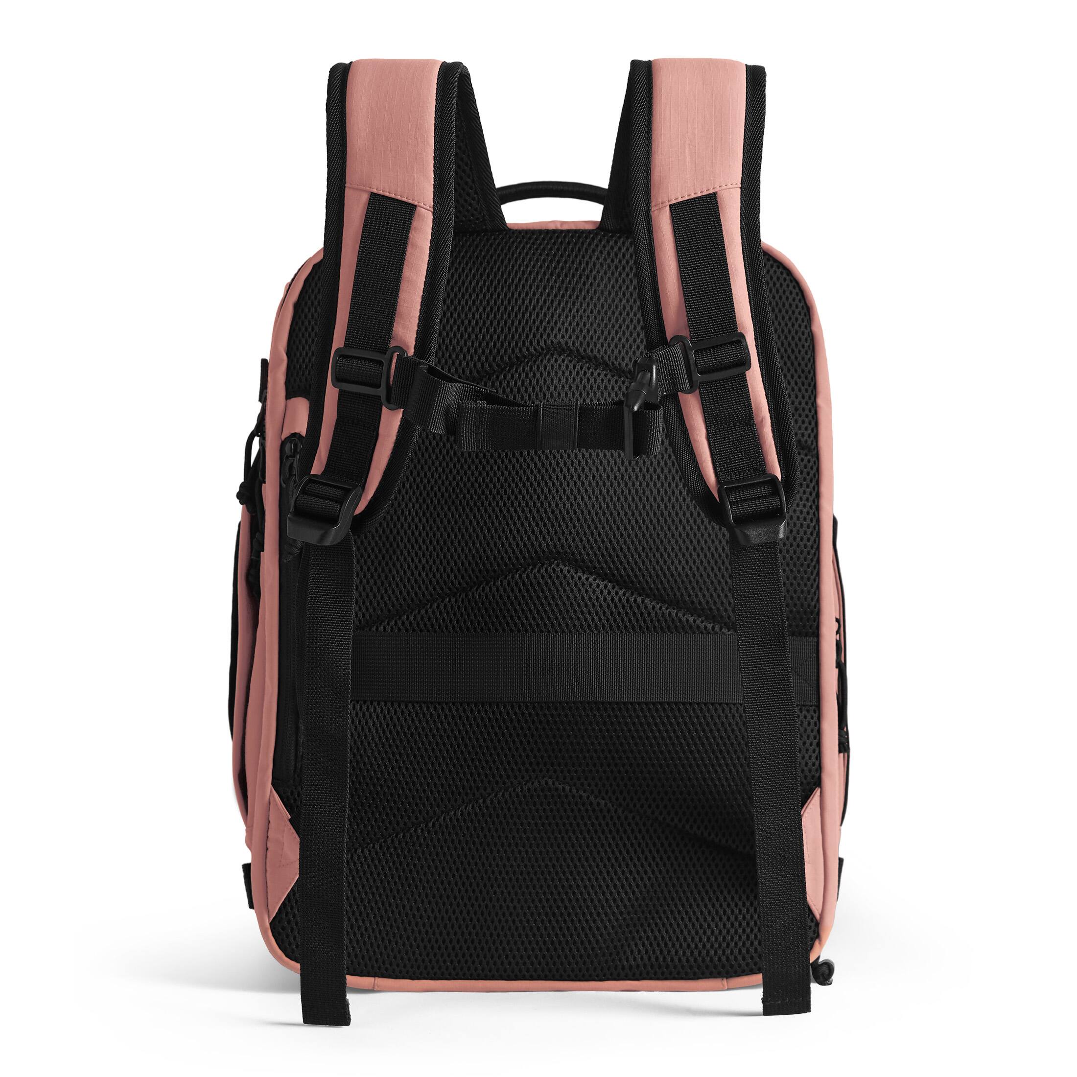 Angle. Bagsmart - Blast 38L Mesh Travel Backpack with Breathable Compartment, Lightweight Outdoor Daypack for Hiking, Commuting & Sports - Dark Pink.