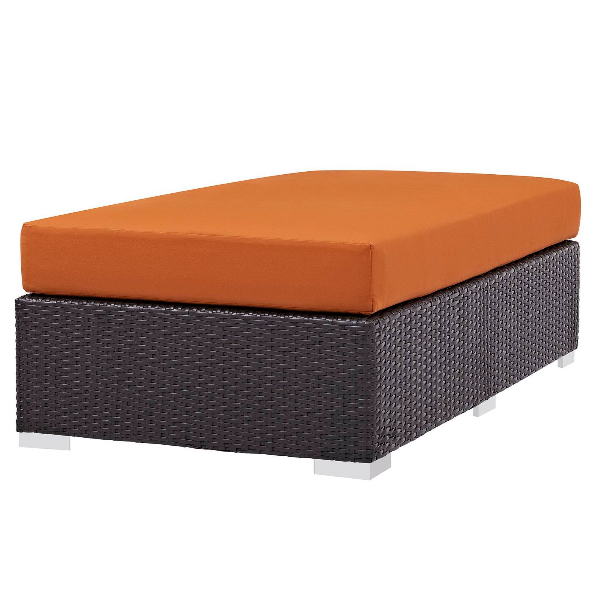 Left. Modway - Convene Outdoor Patio Fabric Rectangle Ottoman by Modway - Espresso Orange.