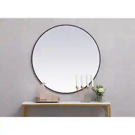 Elegant Decor - Metal frame round mirror 39 inch - Black