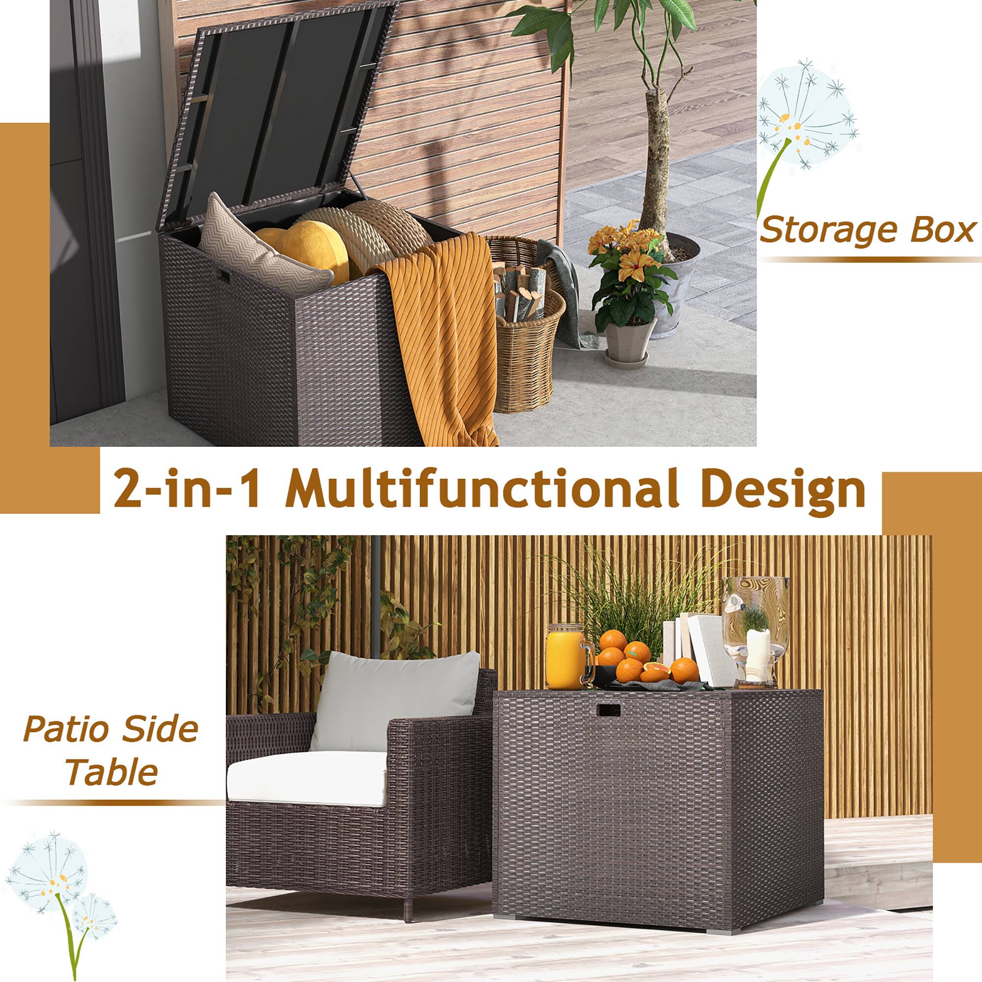 Storage Box  
2-in-1 Multifunctional Design  
Patio Side Table