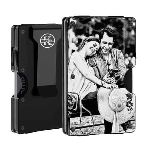 Vulpecula Spade - Personalized Photo Gifts for Husband Dad Son, Minimalist Metal Wallet with Money Clip Engraved Name Logo, Custom Picture - Custom Photo