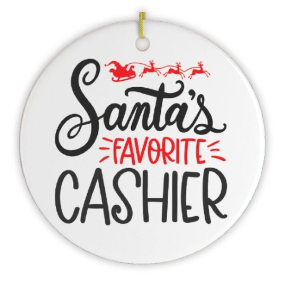OrnamentallyYou - Santas Favorite Cashier Christmas Ornament - Multi-colored