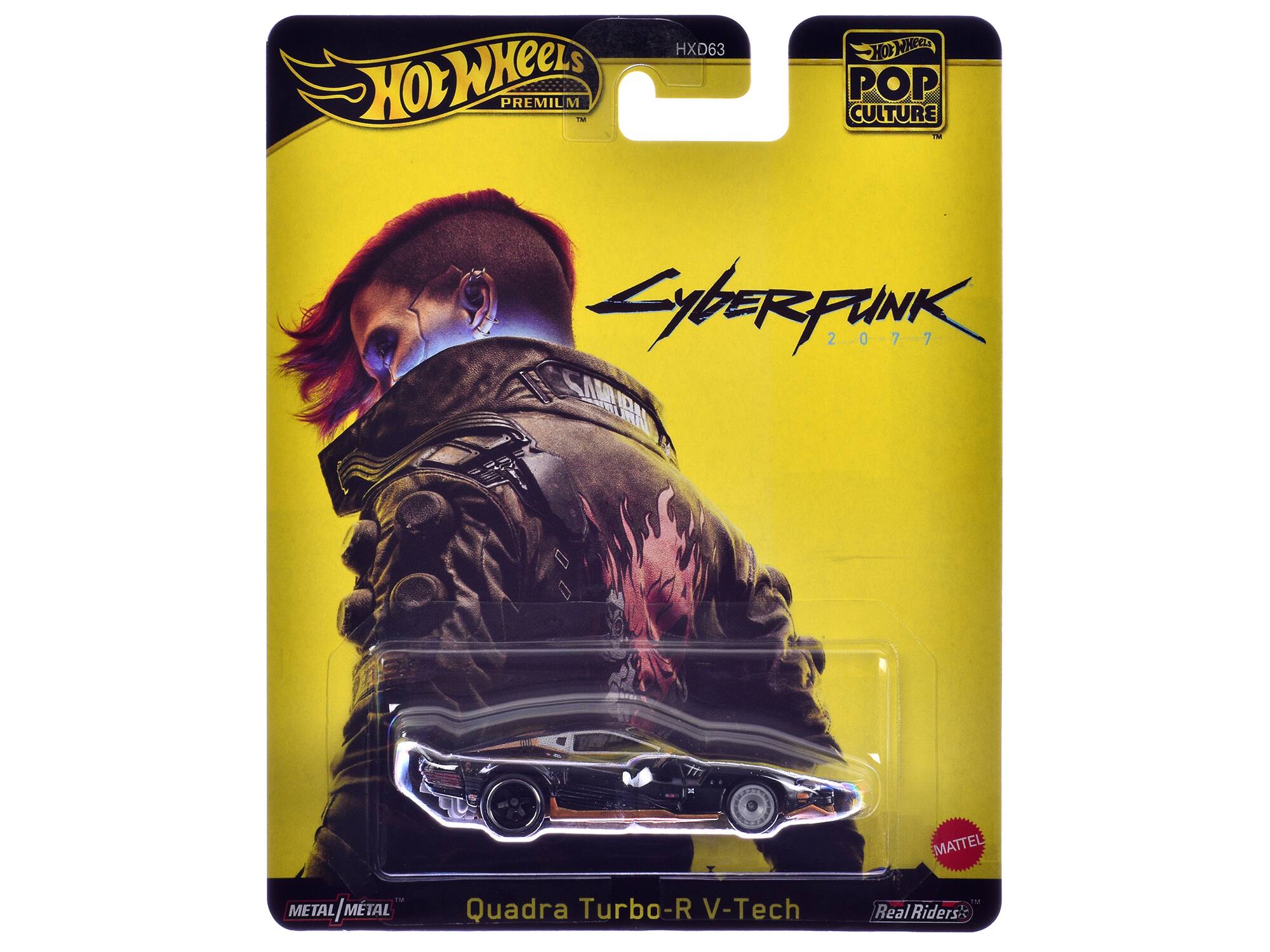 Hot Wheels Premium Hot Wheels Pop Culture Cyberpunk 2077 0 7 7 Lyberpunk Mattel to Metal | Metal Metal Quadra Turbo-R V-Tech Real Riders