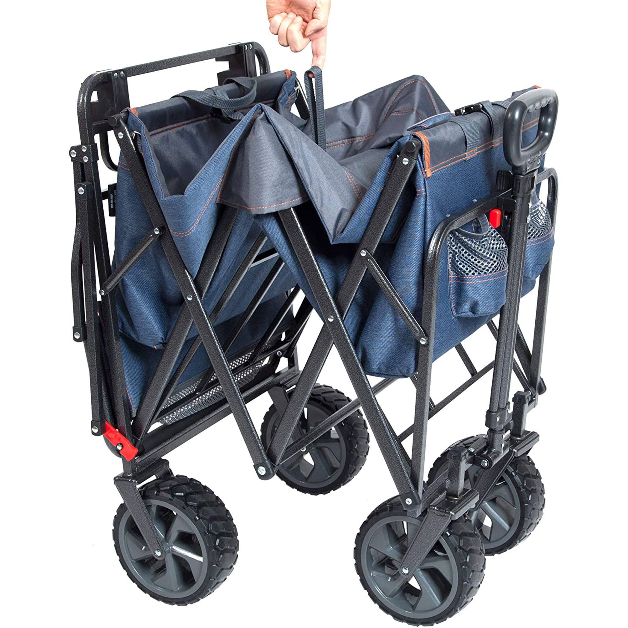 Alt View 5. Mac Sports - Mac Sports Collapsible Folding Heavy Duty Push Pull Utility Cart Wagon, Blue - Denim Blue.