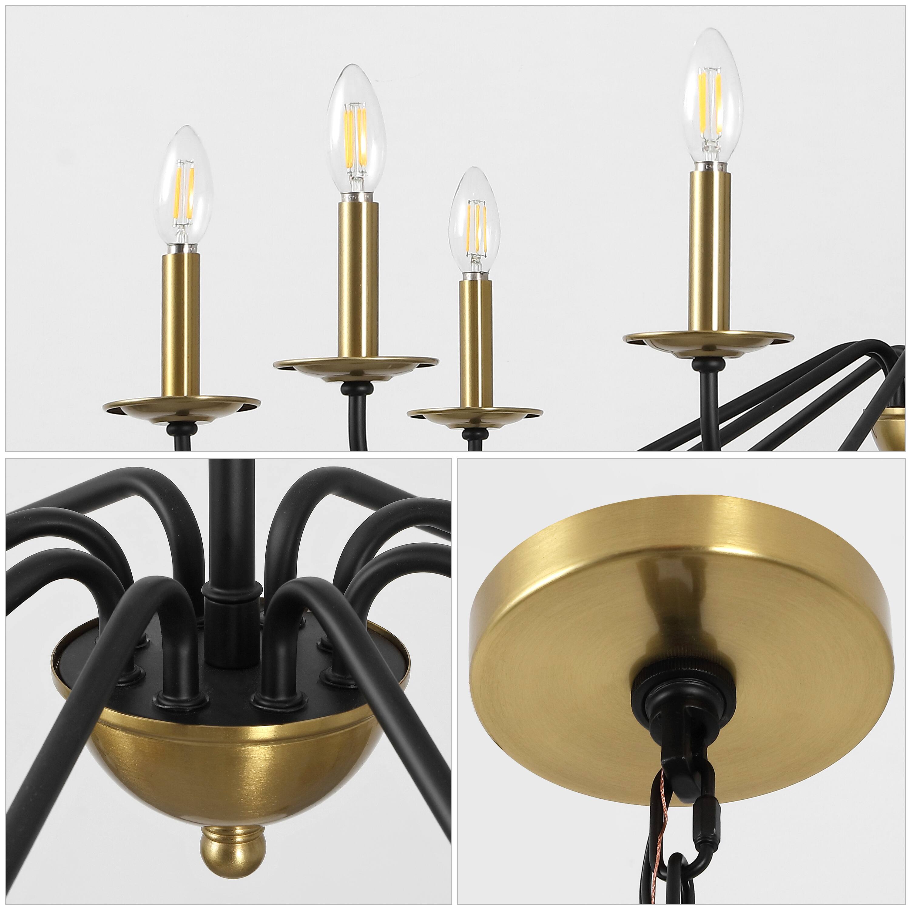 Alt View 5. Jonathan Y - Wicklow 40" 8-Light Bohemian Farmhouse Iron LED Chandelier, Brass Gold/Black - Brass Gold/Black.