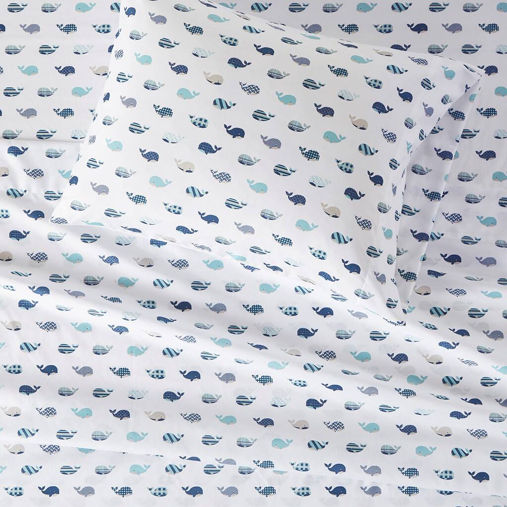 Alt View 2. Gracie Mills - Gracie Mills Lila Novelty Printed Microfiber Sheet Set - Blue Whales.