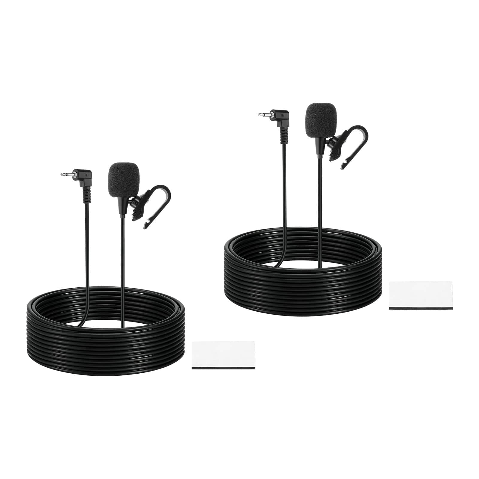 Unique Bargains - Car Stereo Microphone 2.5mm Elbow 2-Pole External Mic Replacement 9.8ft Cable for Car GPS DVD 2 Set - Black