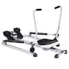 Front. Costway - Exercise Rowing Machine Rower with Adjustable Double Hydraulic Resistance Home Gym - Black & Silver.