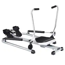 Costway - Exercise Rowing Machine Rower with Adjustable Double Hydraulic Resistance Home Gym - Black/Silver