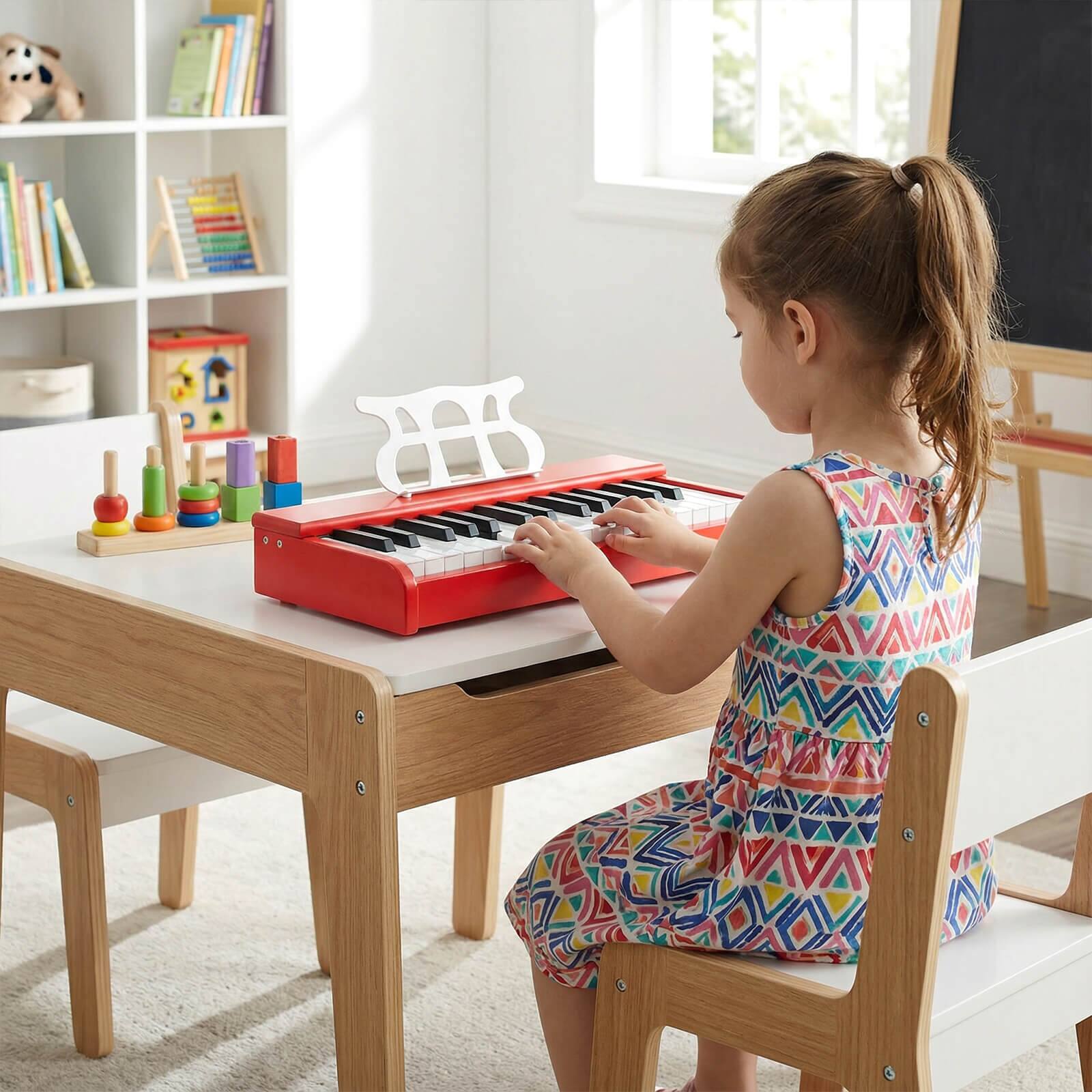 Alt View 3. Costway - Costway 30 Keys Kids Piano Keyboard with Removable Music Stand, One-key Start Function - Red.
