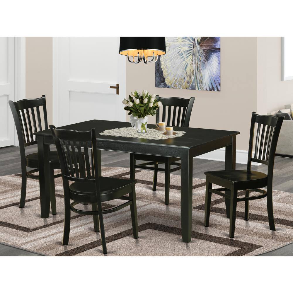 Back. East West Furniture - 5 Pc Dining room set - Dinette Table and 4 Kitchen Dining Chairs - Black.