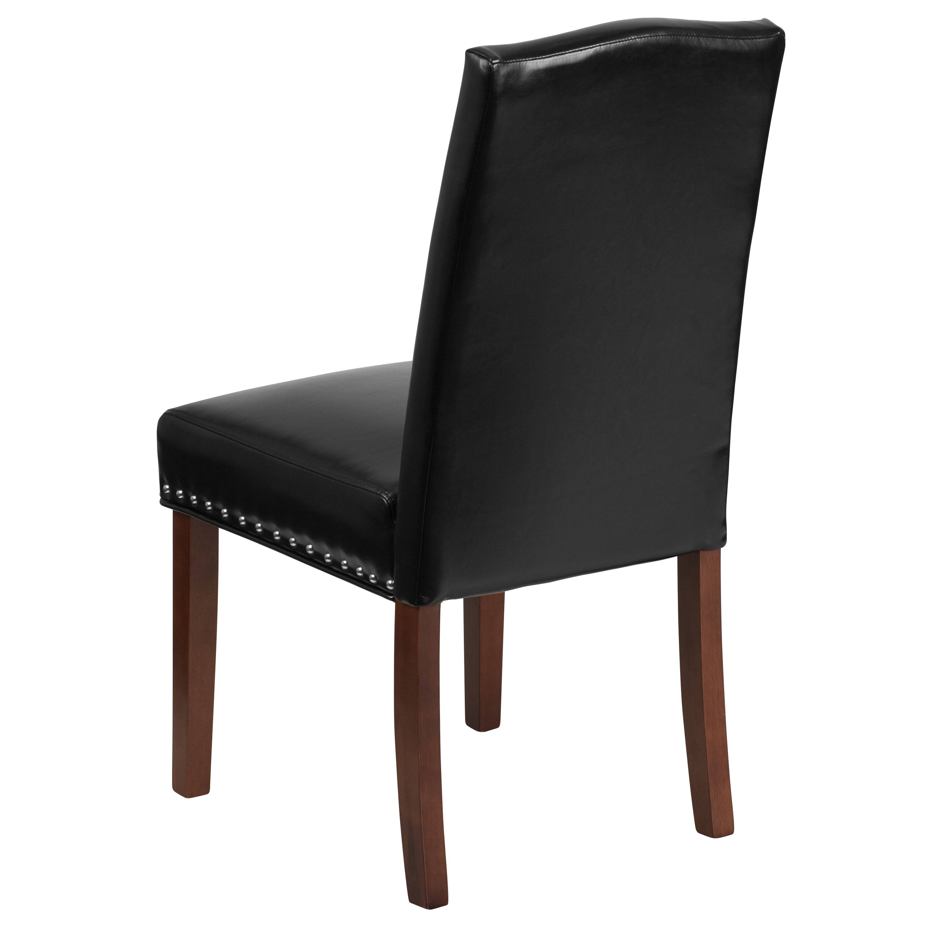 Alt View 4. Emma + Oliver - Parsons Chair with Accent Nail Trim - Black LeatherSoft.