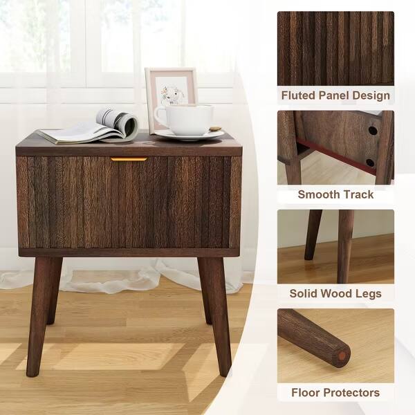 Fluted Panel Design  
Smooth Track  
Solid Wood Legs  
Floor Protectors