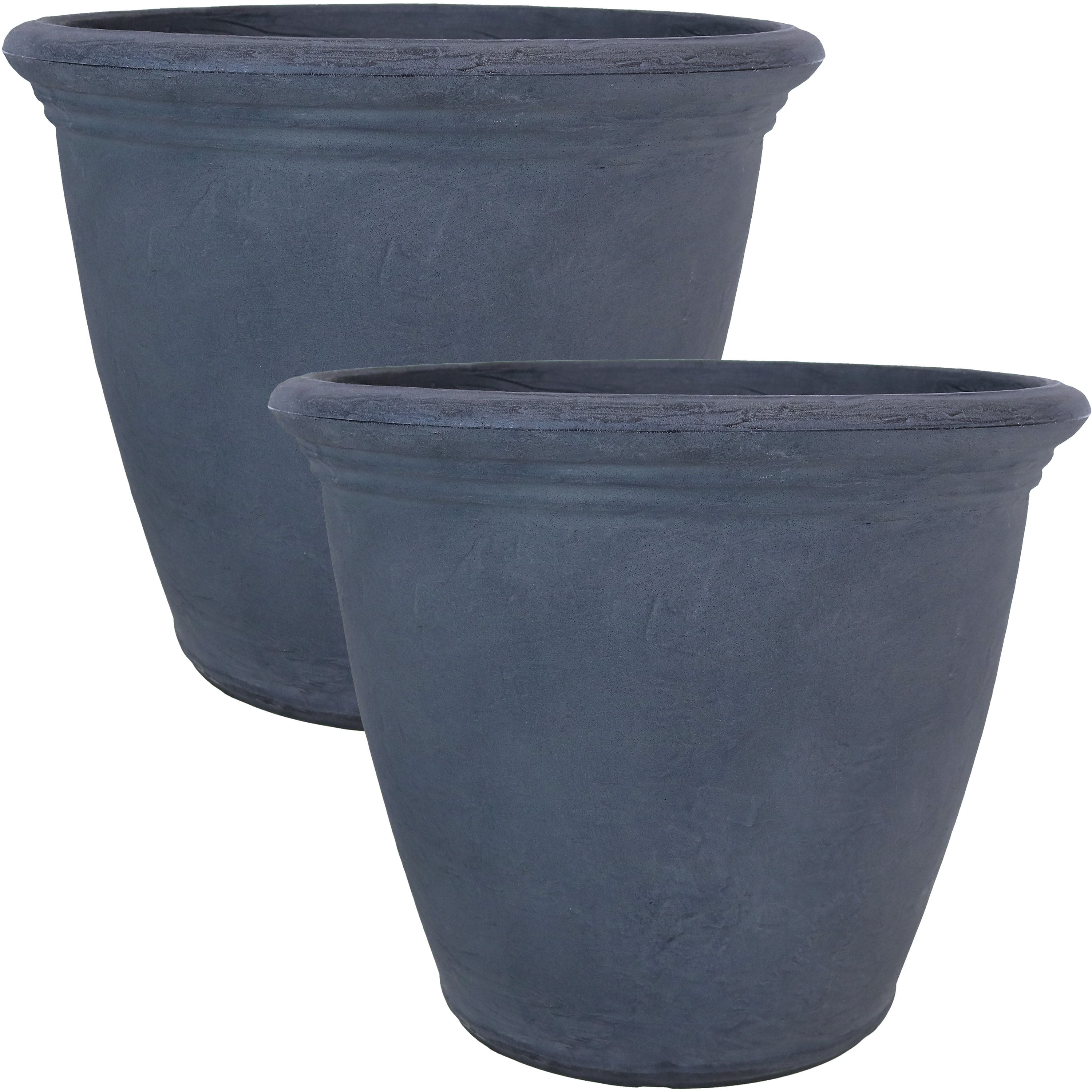 Sunnydaze - 20 in Anjelica Dual-Wall Polyresin Planter - Set of 2 - Slate price history on PriceWatchPro