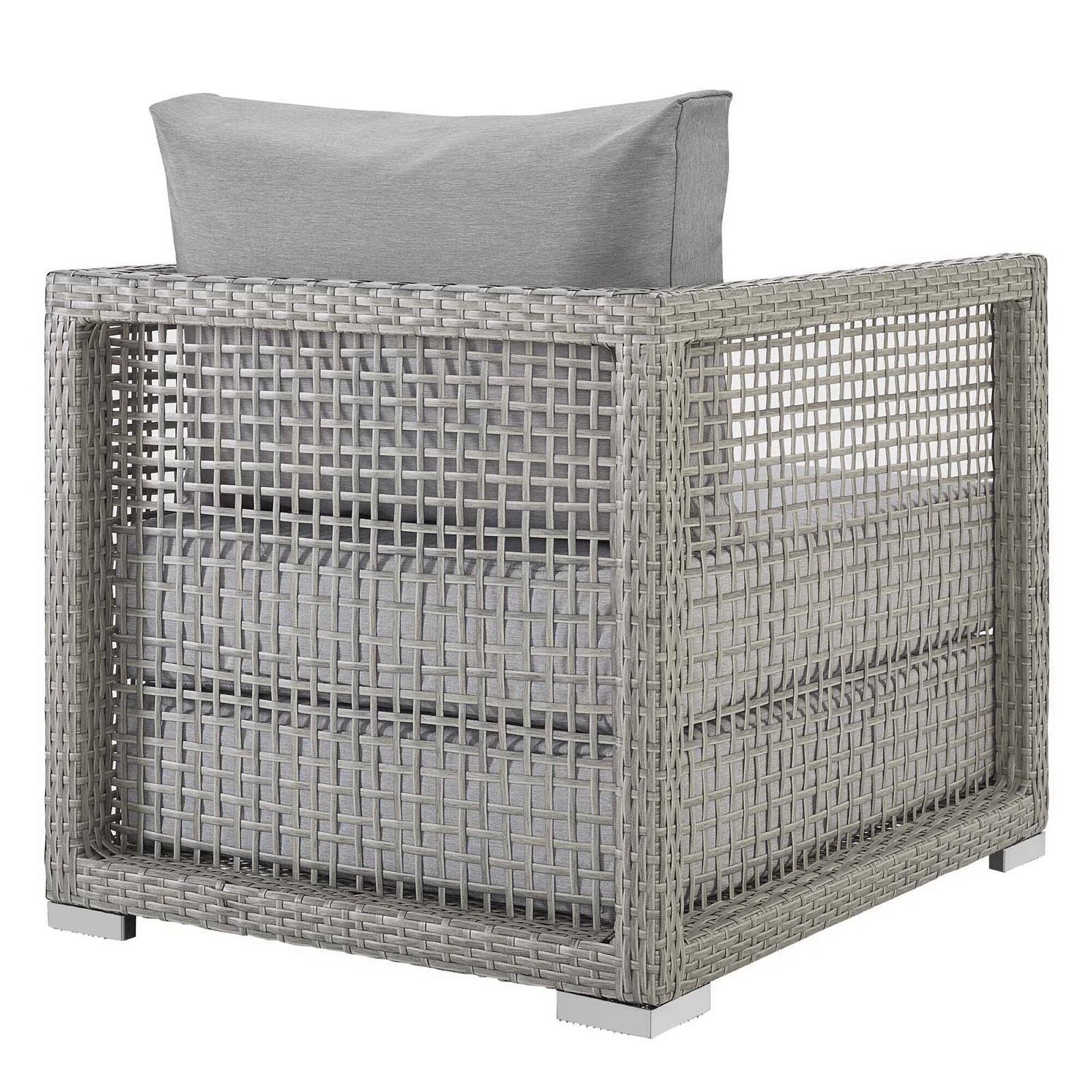 Alt View 2. Modway - Aura 3-Piece Outdoor Patio Wicker Rattan Set with All-Weather Cushions - Gray Gray.