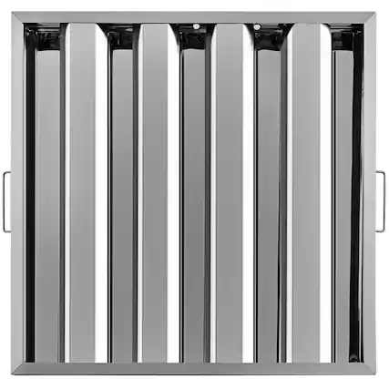 Front. VEVOR - Pack of 6 Hood Filters 19.5W x 19.5H Inch, 430 Stainless Steel 4 Grooves Commercial Hood Filters, Range Hood Filter - Silver.