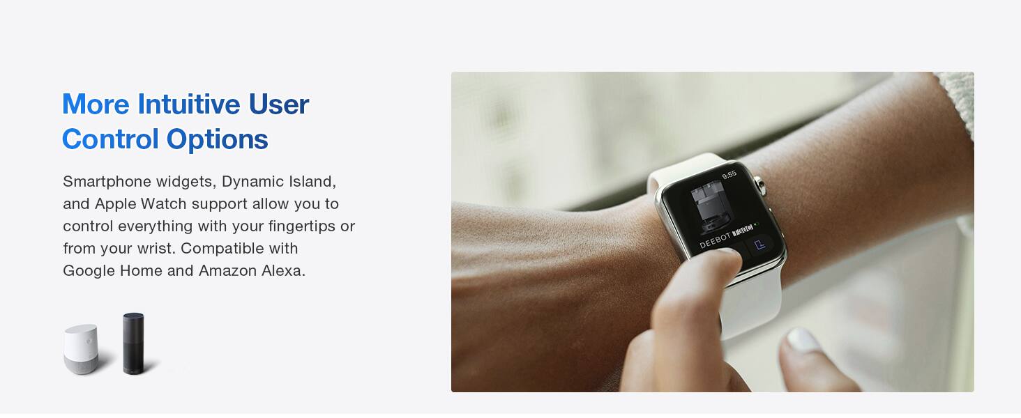 More Intuitive User Control Options

Smartphone widgets, Dynamic Island, and Apple Watch support allow you to control everything with your fingertips or from your wrist. Compatible with Google Home and Amazon Alexa.