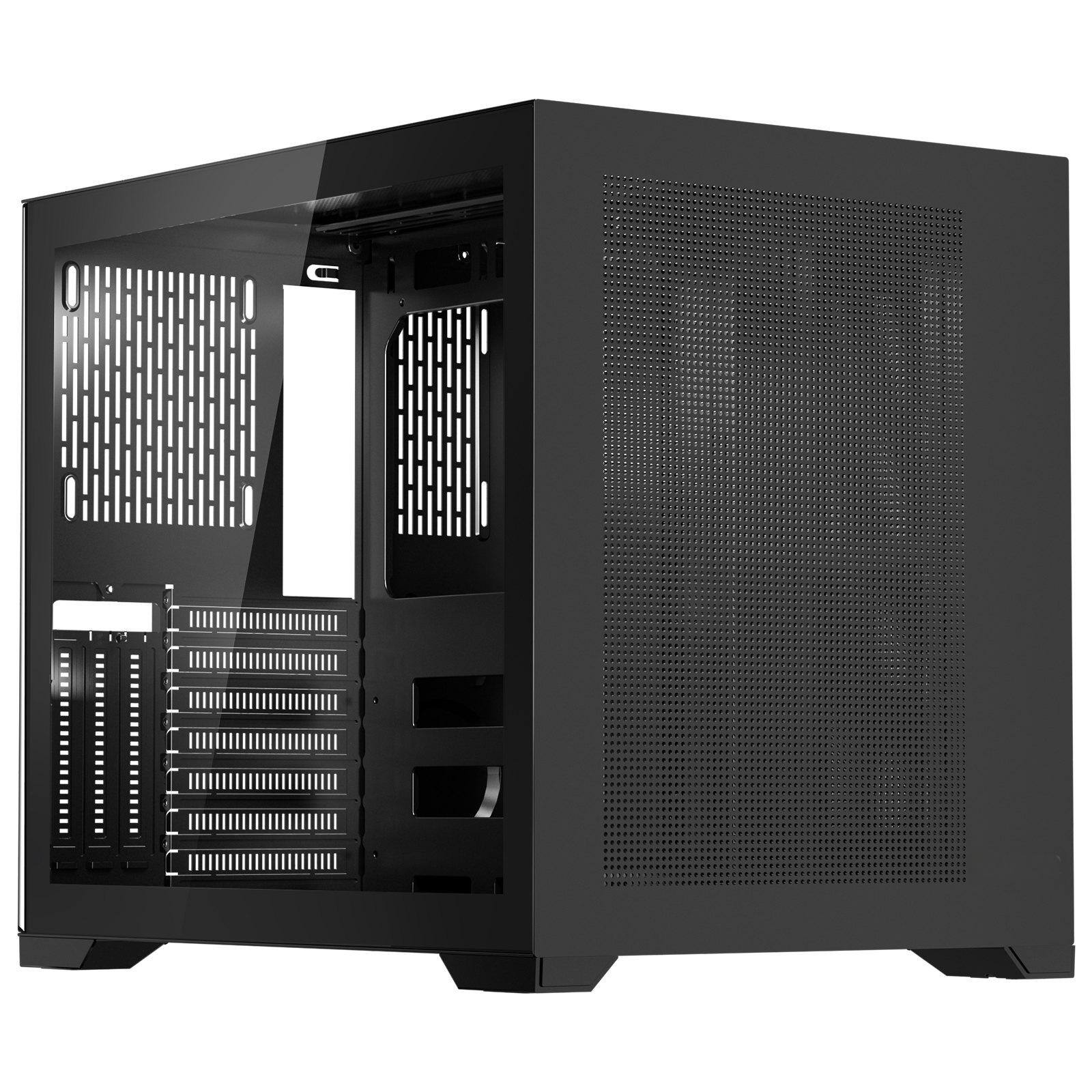 Front. Glintex - Mid-Tower PC Case Dual Chamber Tempered Glass Magnetic Dust Filter Cable Manage ATX M-ATX ITX 410mm GPU - GTEX251429.