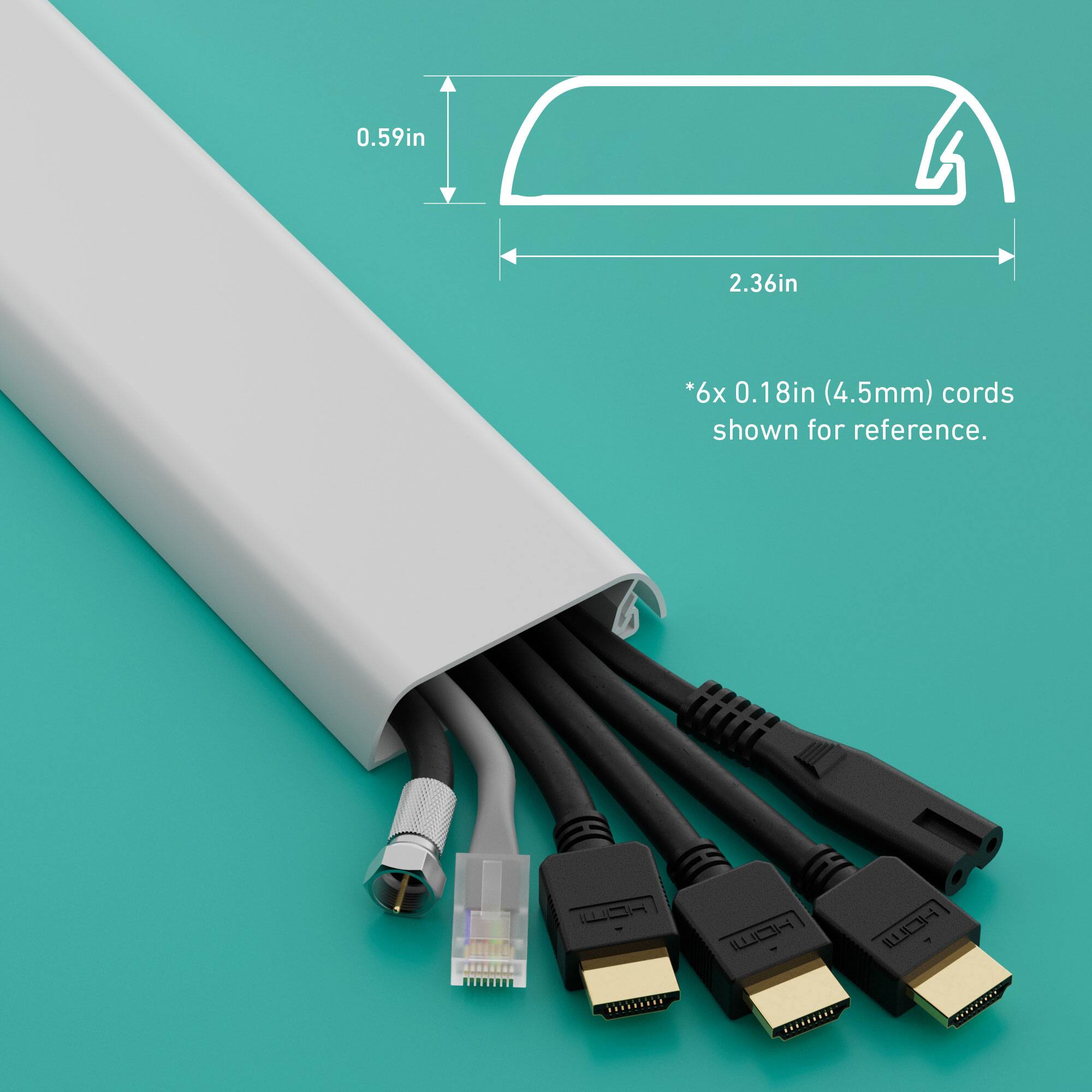 The image shows a collection of cords, including a white cord and a black cord, with a total of 6 cords displayed. The cords are arranged in a bundle, and the image also provides a reference for the size of the cords, which are 2.36 inches (5.99 cm) in length. The text on the image indicates that the cords are of varying lengths, and the white cord is shown alongside the black cord.