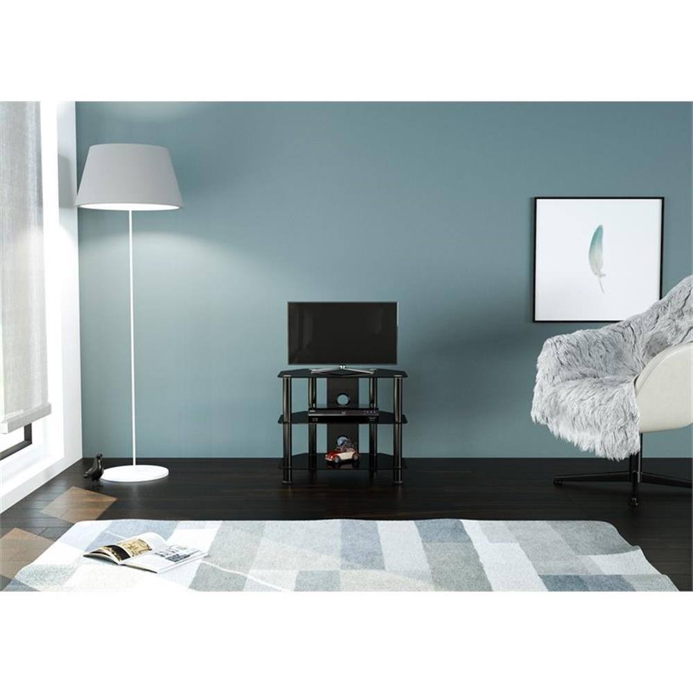 Alt View 3. AVF - Steel TV Stand with Cable Management for up to 32" TVs - Black.