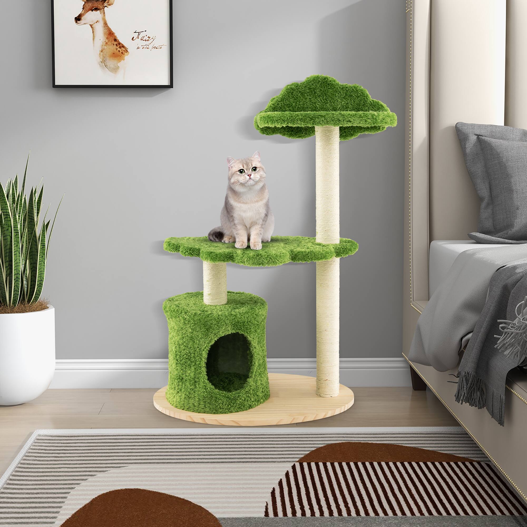 Alt View 5. Gymax - Gymax 38'' Cute Cat Tree Cat Condo Furniture w/ Fully Wrapped Sisal Scratching Posts.