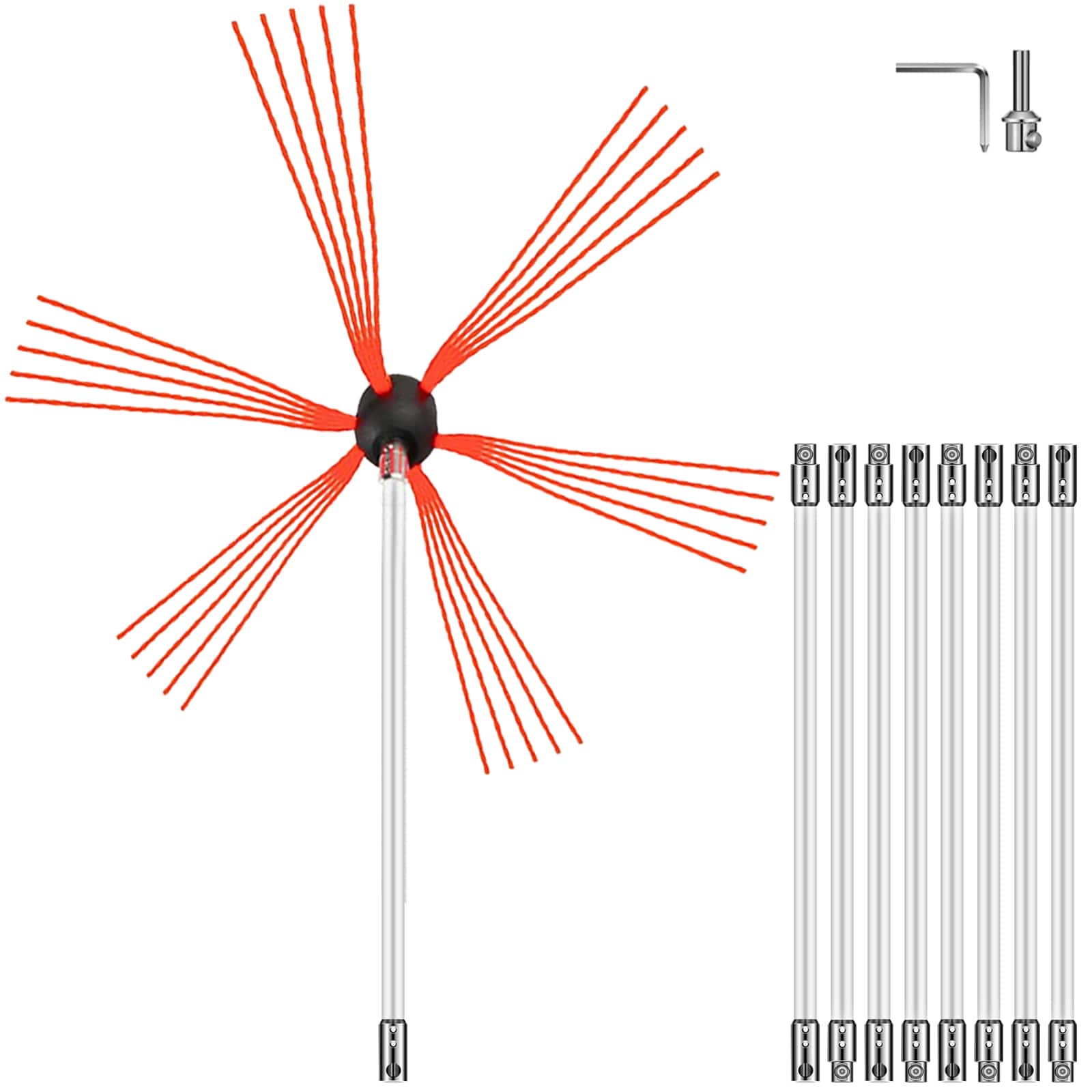 VEVOR - Chimney Sweep Kit 30FT Length, Chimney Brush Kit with 9 Nylon Flexible Rods, Rotary Chimney Cleaning Kit Driven by Drill - White price history on PriceWatchPro