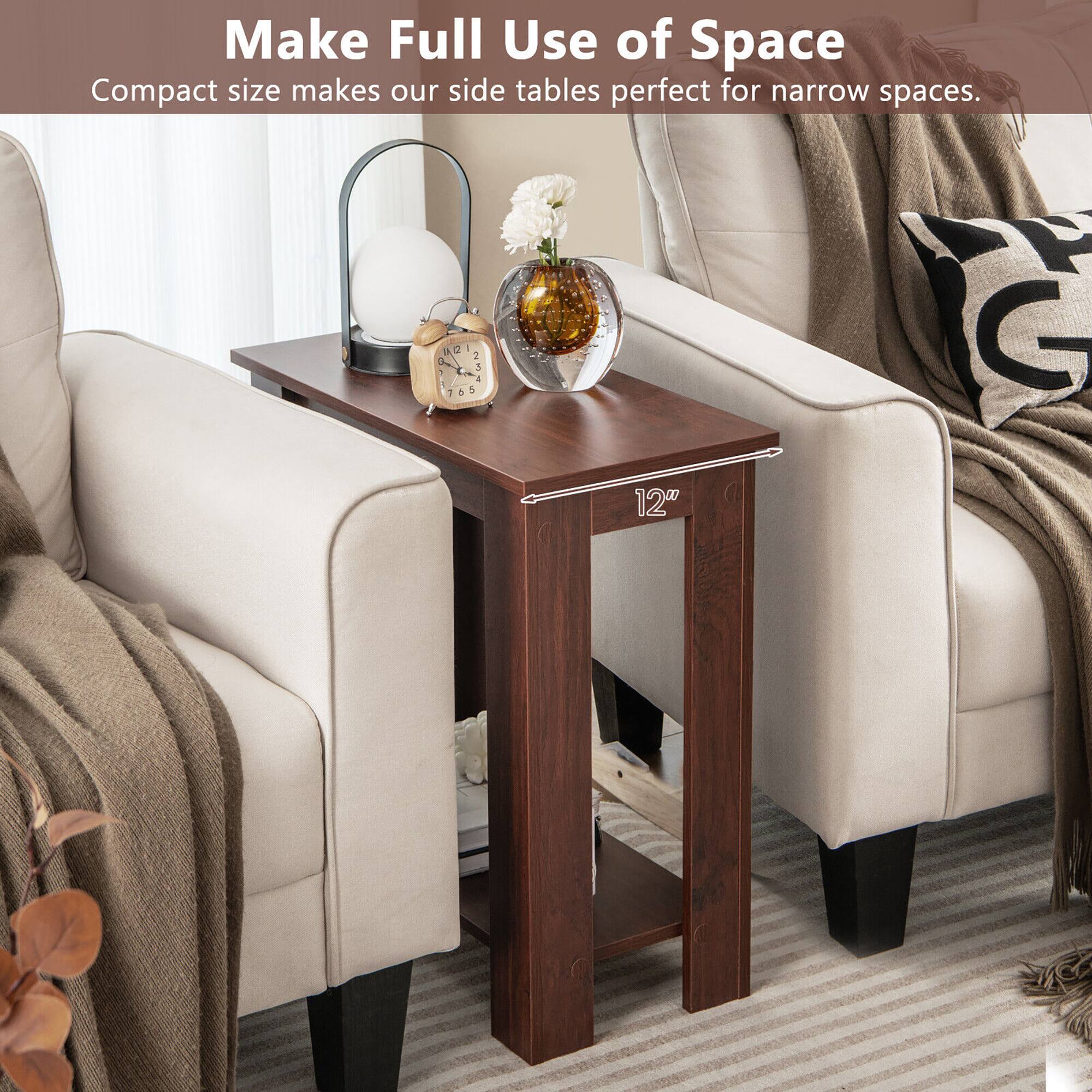 Make Full Use of Space  
Compact size makes our side tables perfect for narrow spaces.