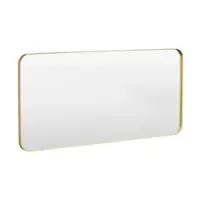 LOVMOR - Tempered Glass Rounded Rectangle Framed Wall-Mounted Bathroom Vanity Mirror - 60" x 28" - Gold - Angle_Zoom