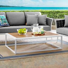 Stance Outdoor Patio Aluminum Coffee Table by Modway - White Natural