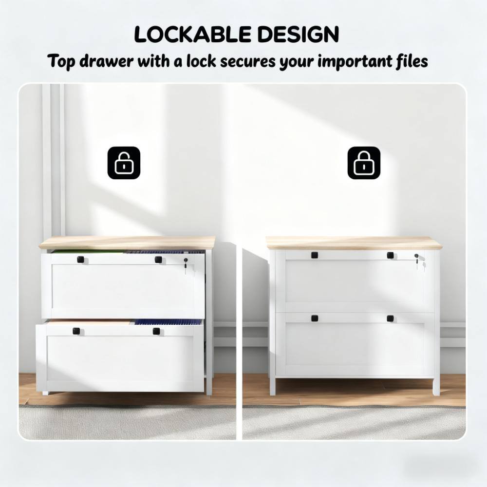 LOCKABLE DESIGN  
Top drawer with a lock secures your important files