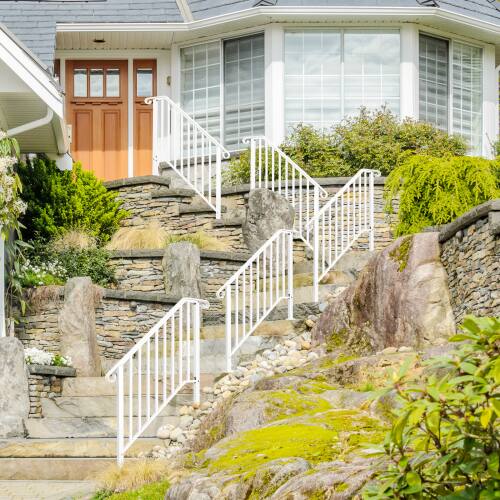 Alt View 9. Winado - Handrails Steps Stair Fits 3-4 Steps, Wrought Iron Hand Rail Stair Railing 1PC for Outdoor Concrete Porch Wooden Steps - White.